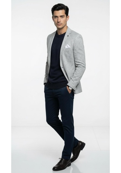 Plus Scorpion Erkek Karyağdı Desenli Slim Fit Blazer Ceket Siyah & Bej Şık Günlük Ve Ofis Kombin Siyah