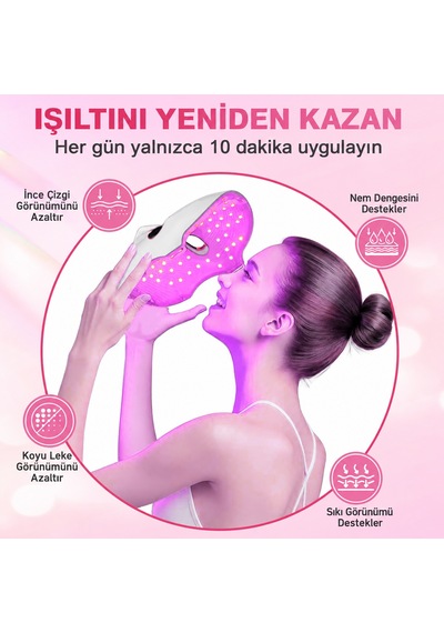 7 Renk Led Işıklı Yüz Bakım Maskesi 400 Mah Şarjlı Cilt Bakım Cihazı-1748