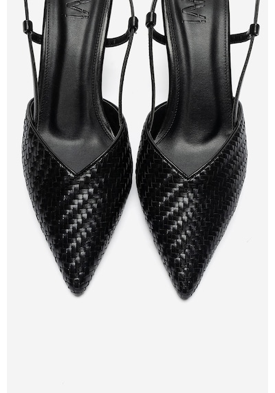 Luvi Shoes Mavero Siyah Örgü Kadın Topuklu Ayakkabı