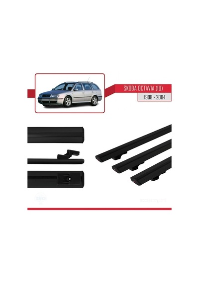Skoda Octavia 1u 1998-2004 Arası İle Uyumlu Basic Model Ara Atkı Tavan Barı Siyah 3 Adet