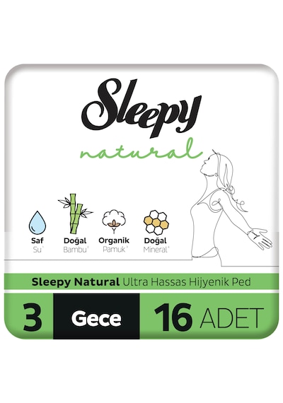 Sleepy Natural Ultra Hassas Hijyenik Ped Gece 16 Adet