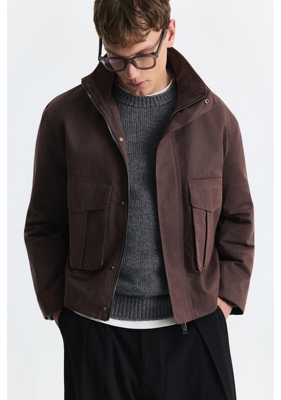 Antioch Crop Fit Dik Yaka Mont Bordo