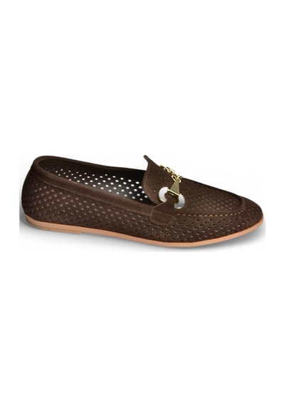 Fox Shoes Y291262402 Kahverengi Süet Toka Detaylı Kadın Babet Kahverengi