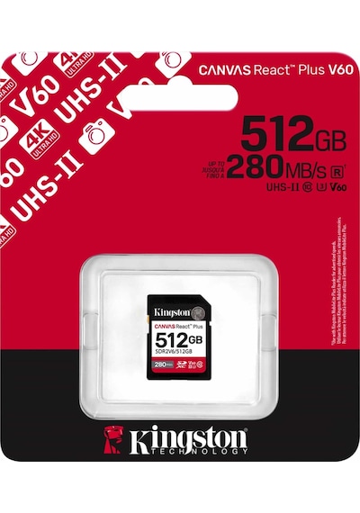 Kingston SDR2V6 Canvas React Plus V60 512 GB D Hafıza Kartı
