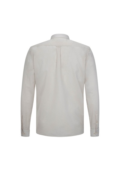 Hatemoğlu Ekru Comfort Fit 100% Pamuk Slim Yaka Uzun Kollu Spor Gömlek 35856 4112494