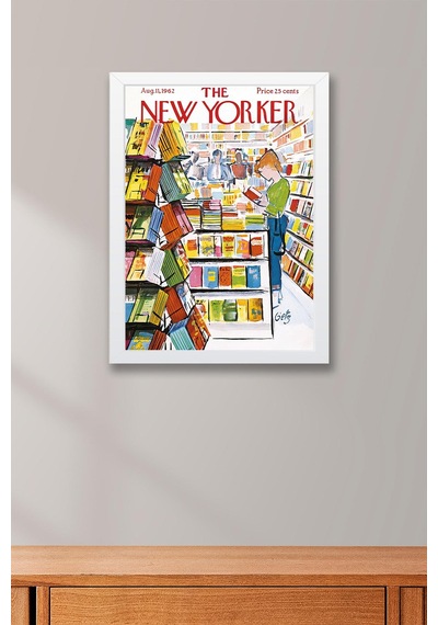 The New Yorker Çerçeveli Tablo August 11 1962 - Arthur Getz Kitapçı Dükkanı