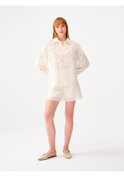 Oversize Kadın Bluz U.kol Ekru