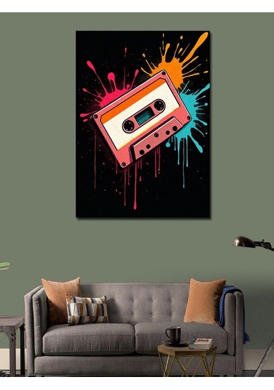 Kanvas Tablo Renkli Kaset Grafiti 70cmx100cm