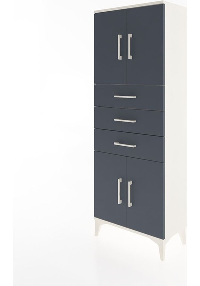 Arges Dolap 3 Raflı 3 Çekmeceli 4 Kapaklı 60x30x163 Aytaşı-antrasit Aytası