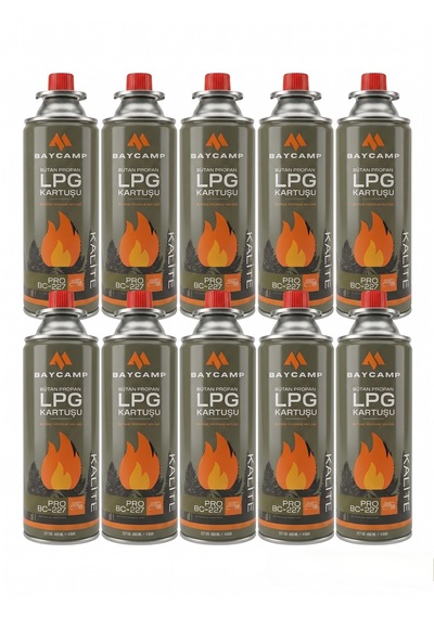 Baycamp 227gr 400 Ml Butan Propan Lpg Kartuş 10 Li Paket Çok Renkli