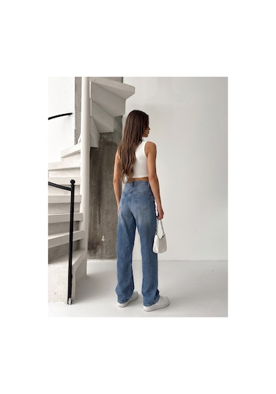 Kene Jeans Tint İşlemli Yüksek Bel Straight Denim Pantolon Tint İşlemli