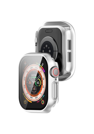 Caseonn Apple Watch Uyumlu Series 11 46mm Kılıf Tam Korumalı Ekran Koruyuculu Sert Bumper Kasa Gümüş