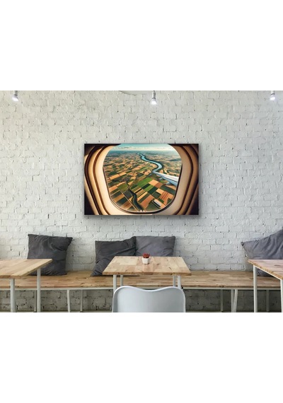Uçak Penceresi Manzara Kanvas Tablo 100x160cm Çok Renkli