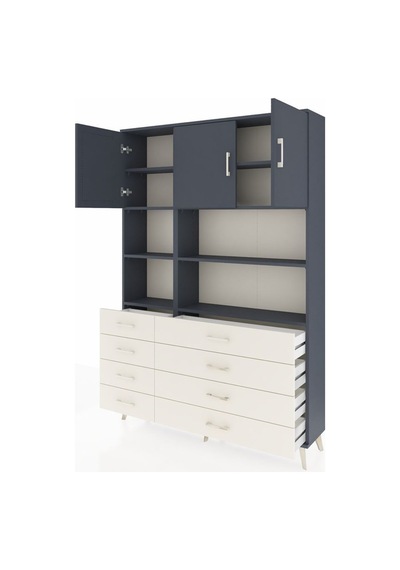 Arges Dolap 8 Raflı 8 Çekmeceli 3 Kapaklı 132x30x195 Antrasit-antrasit/aytaşı Antrasıt/aytası Arges Dolap 8 Raflı 8 Çekmeceli 3 Kapaklı 132x30x195 Antrasit-antrasit/aytaşı Antrasıt/aytası
