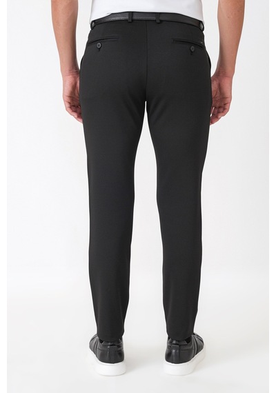Slim Fit Esnek Pamuklu Yan Cepli Siyah Pantolon P 1231