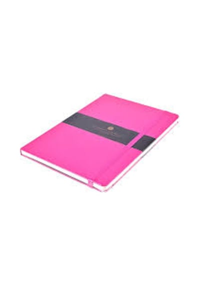 A6 80 Yaprak Çizgisiz Suni Deri Kapak Lastikli Fosforlu Pembe Defter Fosforlu Pembe
