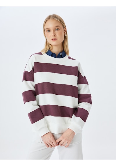 Koton Bisiklet Yaka Renk Bloklu Uzun Kollu Şardonlu Oversize Sweatshirt Bordo Çizgili 5wal10834ık Bordo Koton Bisiklet Yaka Renk Bloklu Uzun Kollu Şardonlu Oversize Sweatshirt Bordo Çizgili 5wal10834ık Bordo