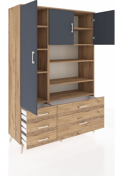 Hyperion Dolap 9 Raflı 5 Çekmeceli 3 Kapaklı 132x44x195 Çam-antrasit/çam Antrasıt/atlas Çam Hyperion Dolap 9 Raflı 5 Çekmeceli 3 Kapaklı 132x44x195 Çam-antrasit/çam Antrasıt/atlas Çam