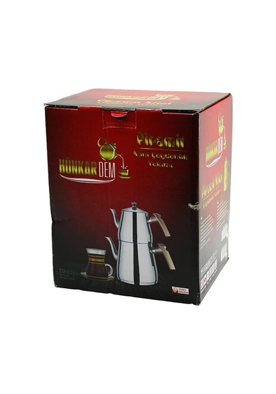 Pramit Mini Boy Çelik Çaydanlık Seti - Takımı Renkli Bakalit Kulp Üst Demlik: 0.9lt - Alt Suluk: 1.5 Çok Renkli