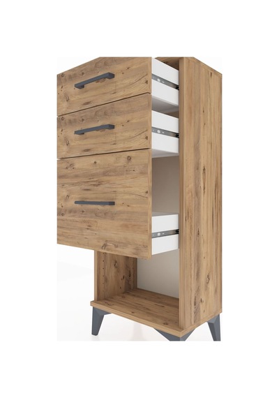 Arges Komodin 3 Çekmeceli 44x30x106 Çam-çam Çam