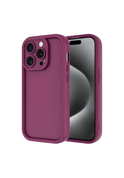 Apple Uyumlu iPhone 15 Pro Max Kılıf Kamera Korumalı Zore Ananas Kapak Mürdüm