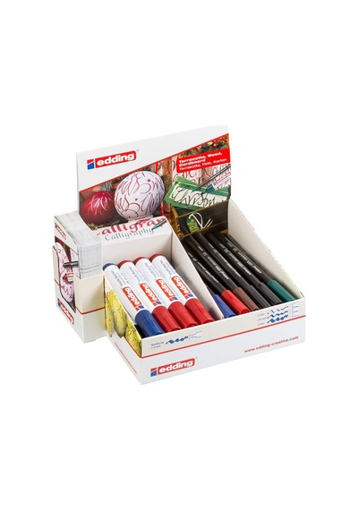 Edding 4 51538 Calligraphy Xmas Ekran Pen Ve Marker, 38 Parça, Karton, 180 X 90 X 200 Mm 103 Ivory