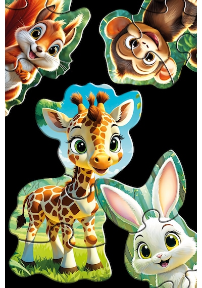 Sims Puzzle Bebekler İçin İlk Puzzle Yapboz Baby Orman - 1 Yaş Üstü Montessori Eğitici Oyuncak A04