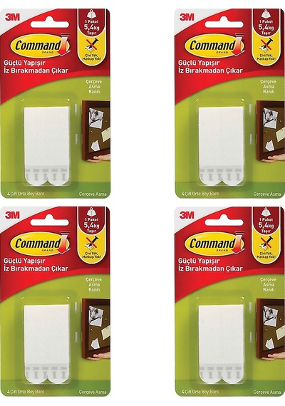 3m 17201 Command Orta Boy Cırt Bant 4 Paket