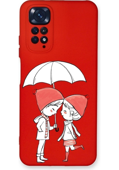 Xiaomi Redmi Note 11 Pro Uyumlu Lansman Kılıf Aşk Tasarımlı Içi Kadife Kapak-kırmızı Şeffaf
