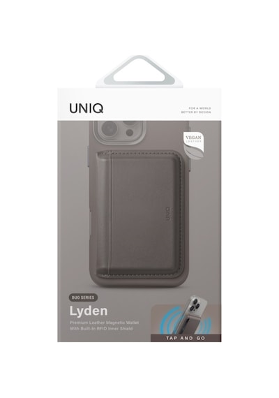 Standlı Magnetic Lyden Ds Vegan Deri Kartlık Kimlik/ehliyet/kredi Kartı Taşıyıcı Cüzdan Rfıd Koruma Grey