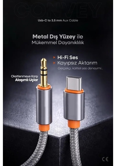 Convey 3.5mm Aux To Type-c Kablo 1 Metre Standart