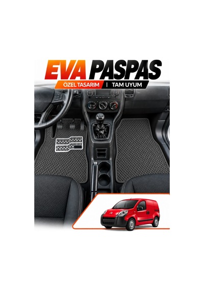 Citroen Nemo Panelvan 2007-2019 Uyumlu Eva Oto Paspas Metal Topukluklu Ön 2 Parça Koyu Gri