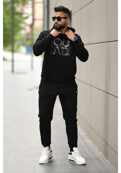 Tommy Life Erkek Kapüşonlu Cepli Sweatshirt 88010 Siyah