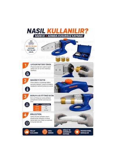 800w Plastik Boru Kaynak Makinesi 20-25-32 Mm Paftalı Çantalı Pprc Boru Kaynak Seti