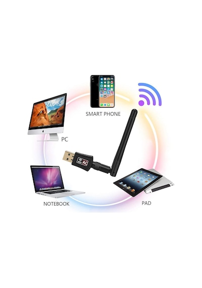 Juo Db600Ac Dual Band 600Mbps USB Wi-Fi Kablosuz Alıcı Ağ Adaptörü