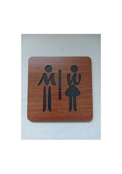 Wc Tuvalet Yön Tabelası Womem -men Ahşap Mdf Kapı Duvar Dekoru Tabela Ahşap Kahverengi