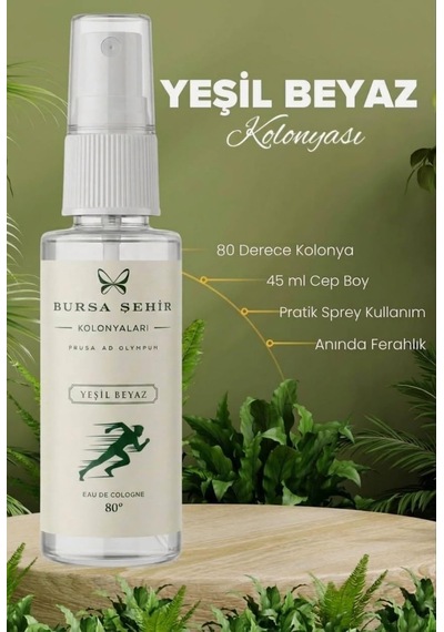 Bursa Şehir Kolonyaları Yeşil Beyaz Eau De Cologne 80 , 45 Ml
