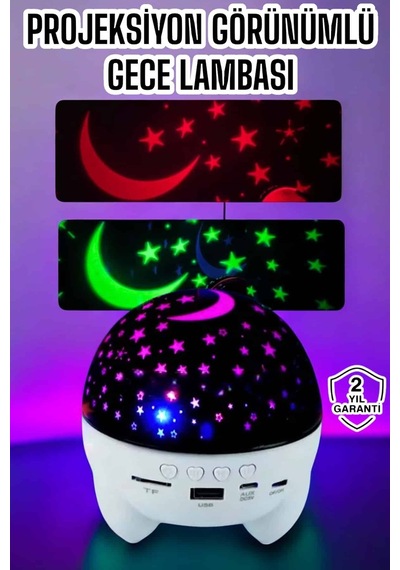 Gece Lambası Renkli Yıldızlı Gökyüzü Projeksiyon Gece Tavan Yansıtma - Lisinya Diğer