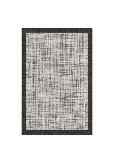 Kartela Halı Jüt Görünümlü Kalın Çerçeveli Halı Antrasit Kaymaz Taban 120x180 Cm