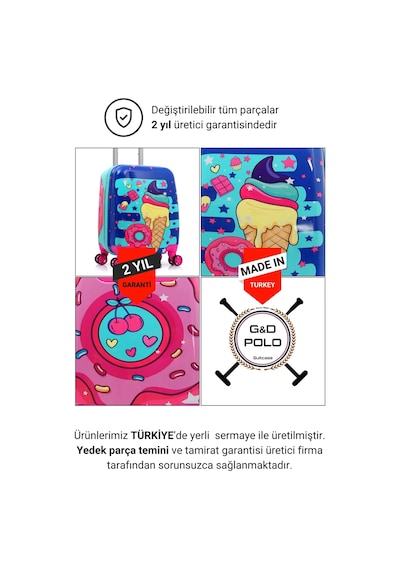 Gedox Kids Mor Pembe Dondurma Donut Desenli Kız Çocuk Valizi 151.01 Mor Pembe Dondurma Donut