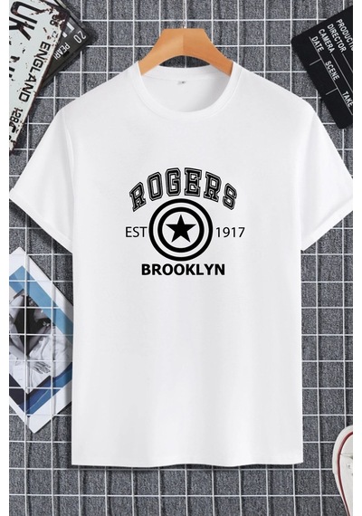 Unisex Kadın Erkek Steve Rogers Captain America Baskılı Oversize T-shirt Beyaz Mck2288 Beyaz