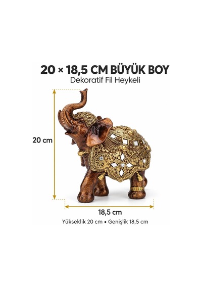 Lüks Ayna Nakış İşlemeli Feng Shui Fil Biblo 20 Cm Büyük Boy Dekoratif Heykel Ev Ofis Hediyesi