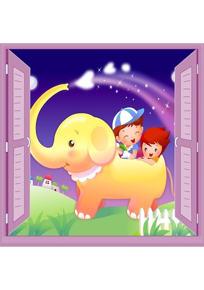 Çocuk Odası Bebek Odası Pencere Poster Duvar Kağıdı Fil