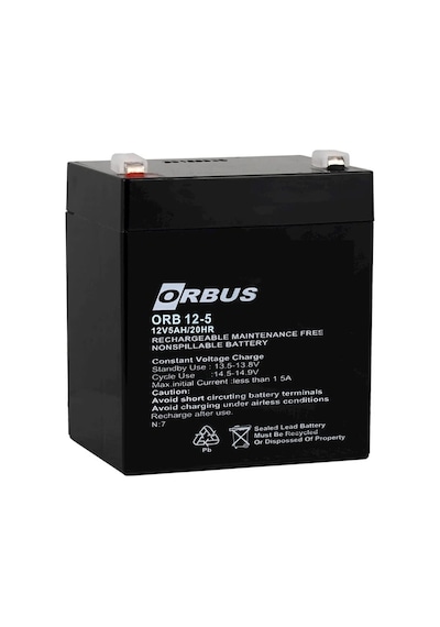 AKÜ 12 VOLT 5 AMPER ORBUS ORB12-5 (90 X 70 X 101 MM)