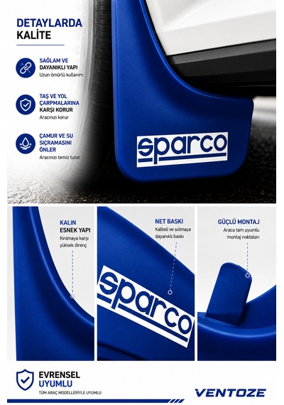 Sparco Universal Esnek Arka Paçalık Seti 2li Çamurluk Tozluğu Mavi