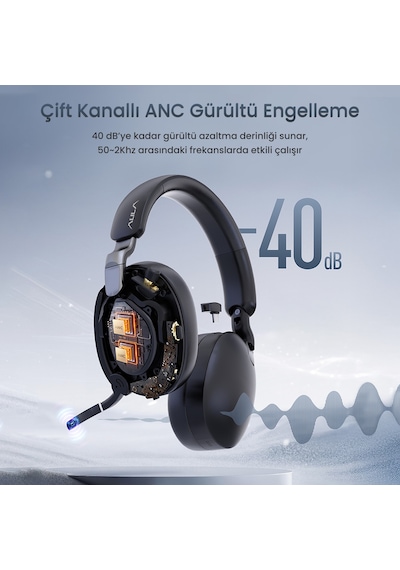 Aula A500 Hybrid Kablosuz Bluetooth 5.4 Mikrofonlu Kulak Üstü Kulaklık