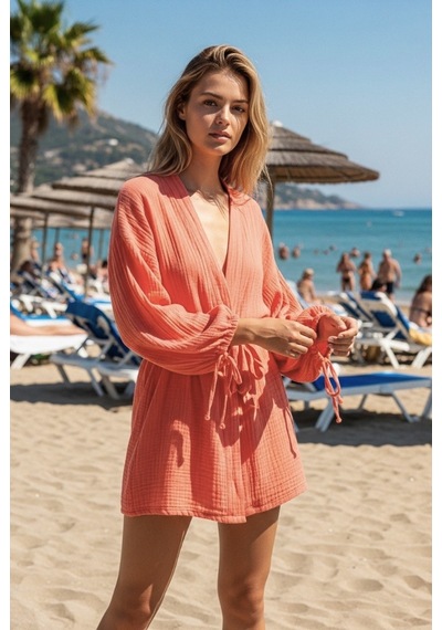 Combattente Exclusive Products Yeni Sezon Müslin Kimono - Bağlamalı Kol Detayı, Lüks Oversize Kadın Kimono - Oeko-tex Sertifikalı Kumaş Turuncu Combattente Exclusive Products Yeni Sezon Müslin Kimono - Bağlamalı Kol Detayı, Lüks Oversize Kadın Kimono - Oeko-tex Sertifikalı Kumaş Turuncu