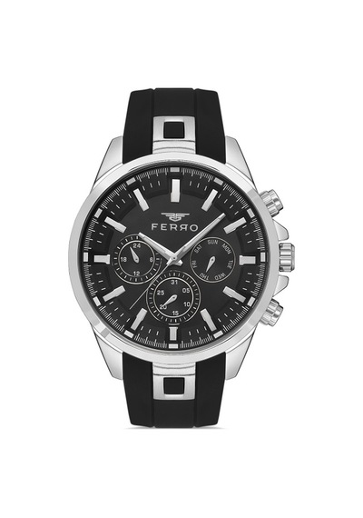 Ferro Fm11379dwt-j Quartz Çelik Silikon Siyah 46 Mm Erkek Kol Saati