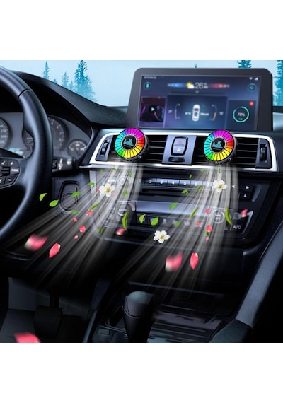 Coverzone Rgb Sese Duyarlı Müzik Işığı Araç Kokusu Havalandırma Klipsli Led Ambiyans Aydınlatma Usb Şarjlı Ritimle Senkron Renkli Işık Araç İçi Dekoratif Koku Difüzörü L027