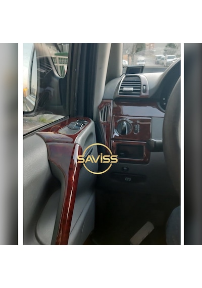 Mercedes Vito uyumlu Gül desenli Maun Full Set,Torpido Konsol Kaplama , Maun Kaplama (Gül desenli)